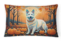 White German Shepherd Fall Decorative Throw Pillow 12x16 Indoor Outdoor Accent Cushion, Fabric Cover with Insert for Sofa, Bed, Porch & Living Room