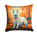 White German Shepherd Fall Decorative Throw Pillow 14x14 Indoor Outdoor Accent Cushion, Fabric Cover with Insert for Sofa, Bed, Porch & Living Room