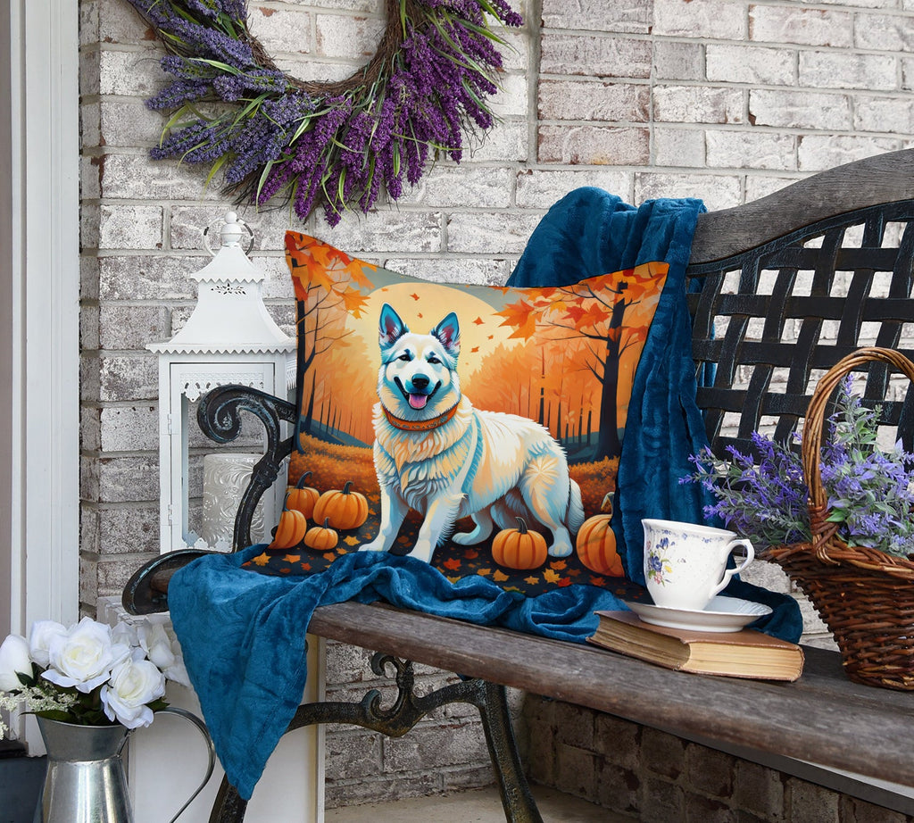 White German Shepherd Fall Decorative Throw Pillow 18x18 Indoor Outdoor Accent Cushion, Fabric Cover with Insert for Sofa, Bed, Porch & Living Room