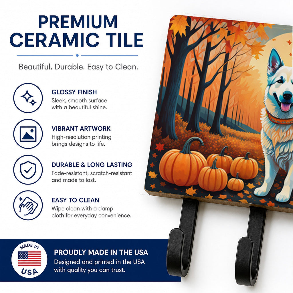 White German Shepherd Fall Leash or Key Holder Wall Hooks, Coat Rack Wall Mount, for Hanging Keys, Towels, Aprons, Leashes
