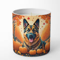 German Shepherd Fall Decorative Soy Candle Nature Soy Wax Essential Oil Home Decor Ideal for Bedroom Kitchen Bath Office Gift, 10 oz