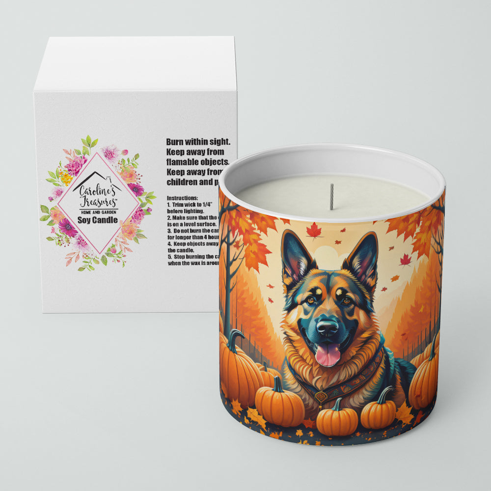 German Shepherd Fall Decorative Soy Candle Nature Soy Wax Essential Oil Home Decor Ideal for Bedroom Kitchen Bath Office Gift, 10 oz