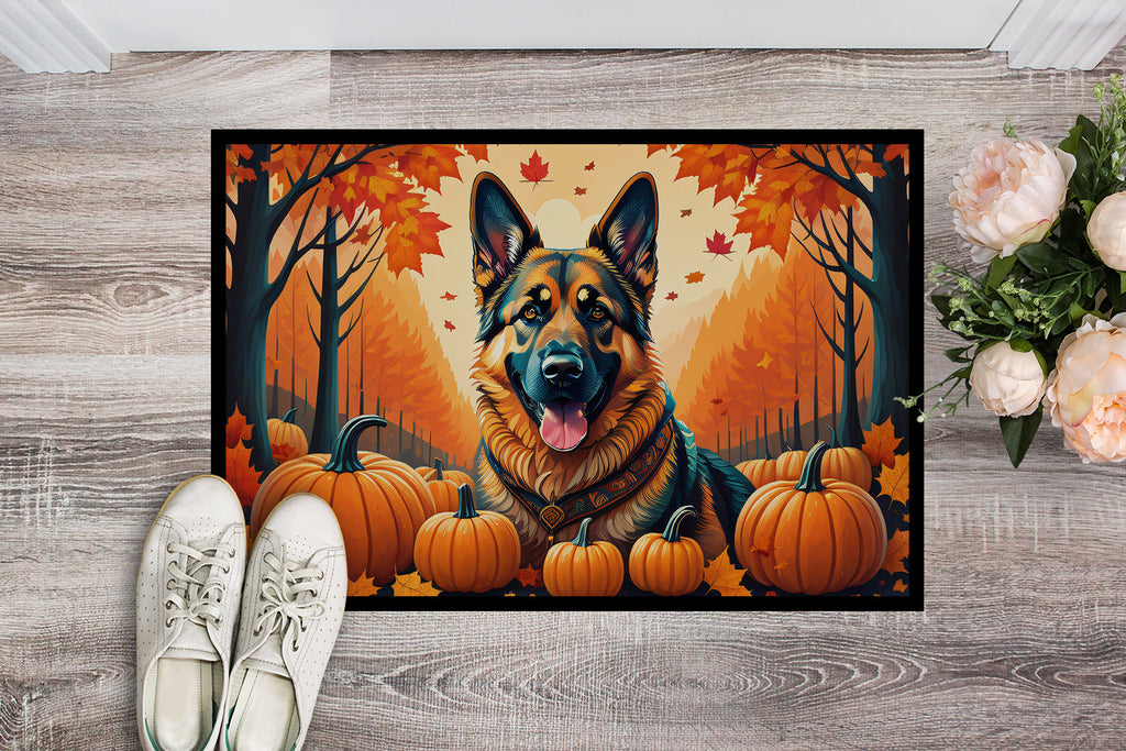 German Shepherd Fall Doormat Indoor Outdoor 24H X 36W Front Door Mat Rugs for Entryway, Non Slip Washable Low Pile,