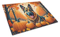 German Shepherd Fall Cutting Board Tempered Glass Kitchen Cutting Surface, Heat Resistant Chopping, Non-Slip Feet, Food Prep & Serving