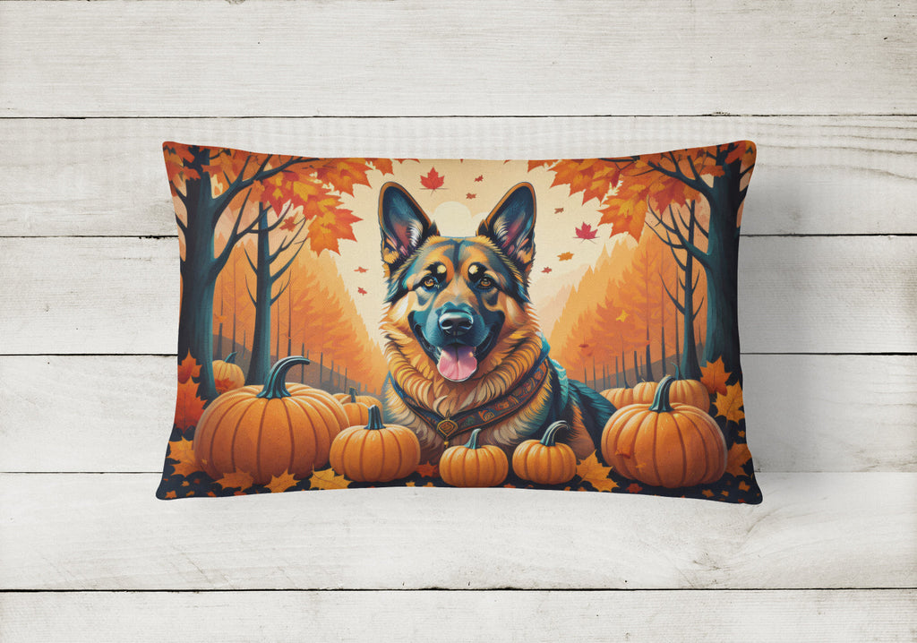 German Shepherd Fall Decorative Throw Pillow 12x16 Indoor Outdoor Accent Cushion, Fabric Cover with Insert for Sofa, Bed, Porch & Living Room