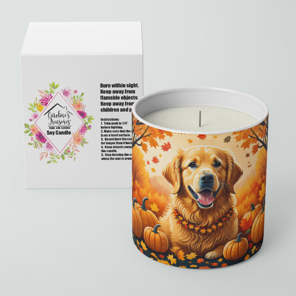 Golden Retriever Fall Decorative Soy Candle Nature Soy Wax Essential Oil Home Decor Ideal for Bedroom Kitchen Bath Office Gift, 10 oz