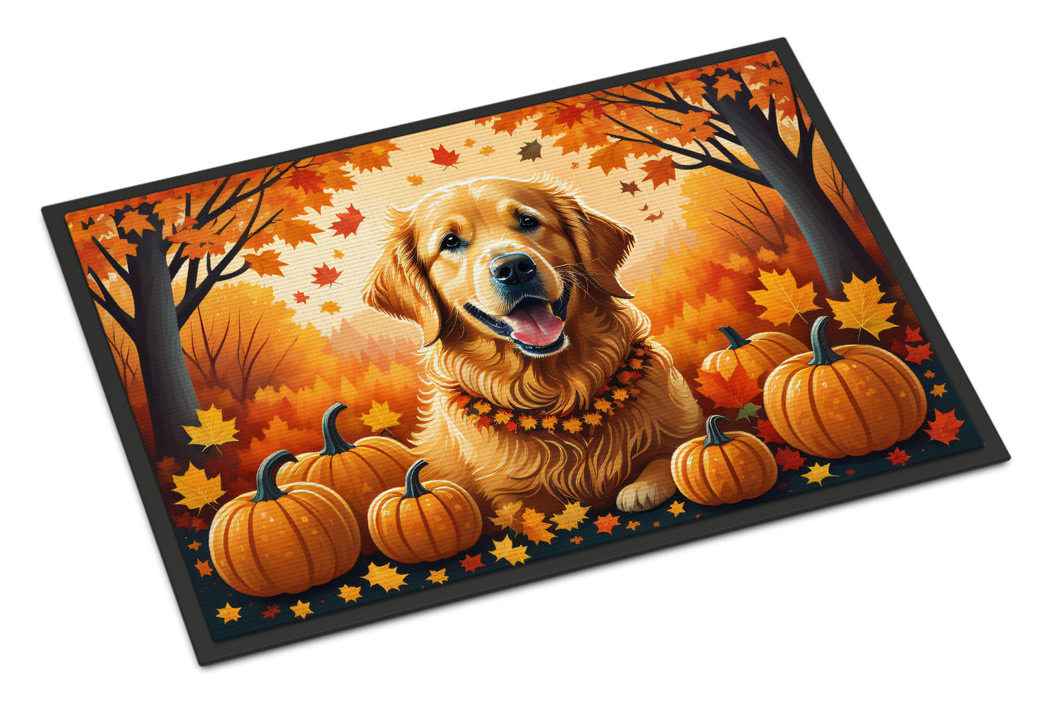 Golden Retriever Fall Doormat Indoor Outdoor 18H X 27W Front Door Mat Rugs for Entryway, Non Slip Washable