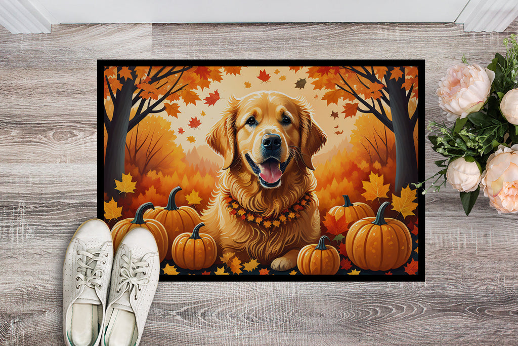 Golden Retriever Fall Doormat Indoor Outdoor 18H X 27W Front Door Mat Rugs for Entryway, Non Slip Washable