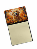 Golden Retriever Fall Watercolor Sticky Note Holder Refillable Dispenser Desk Accessory 3x3 Pad Gift