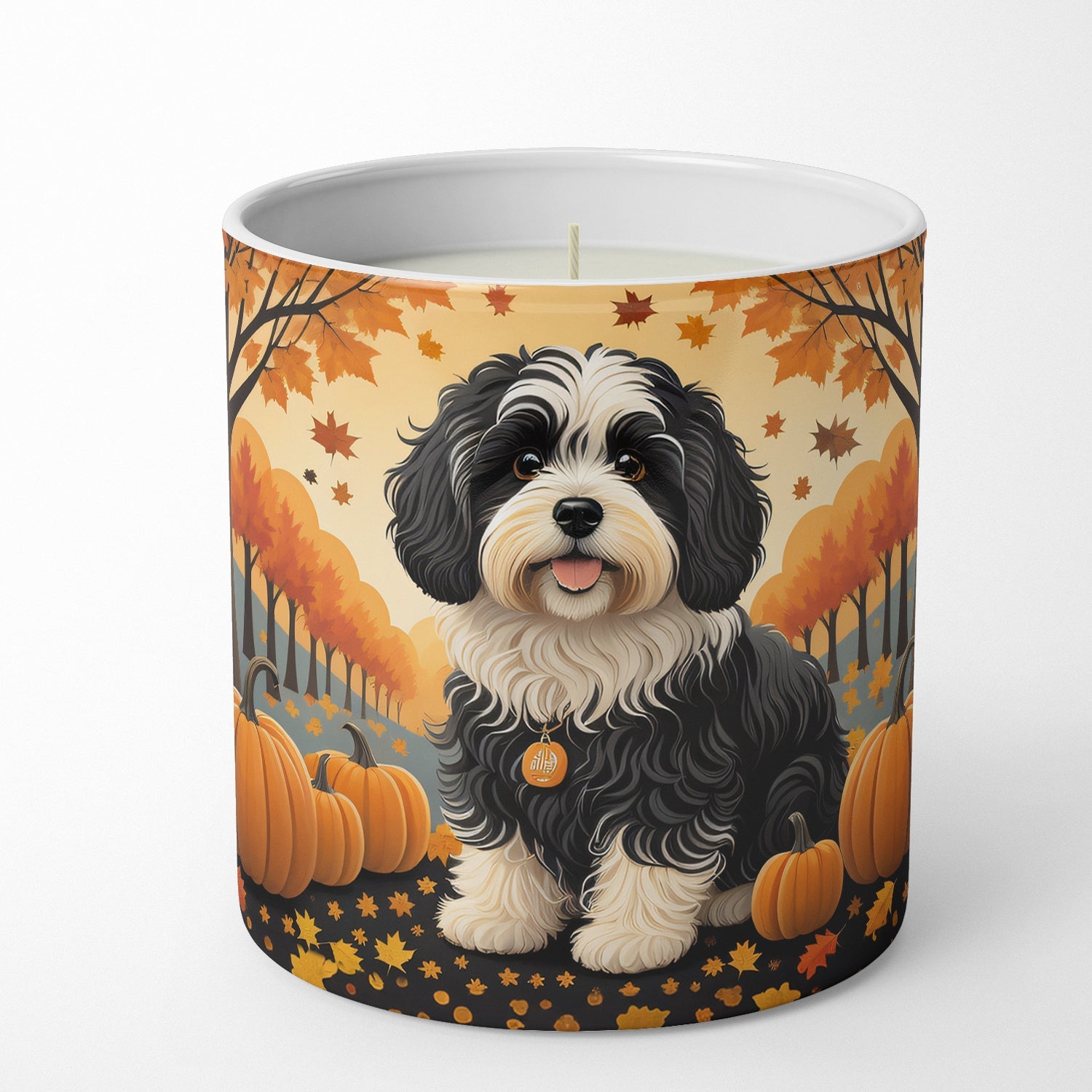 Havanese Fall Decorative Soy Candle Nature Soy Wax Essential Oil Home Decor Ideal for Bedroom Kitchen Bath Office Gift, 10 oz