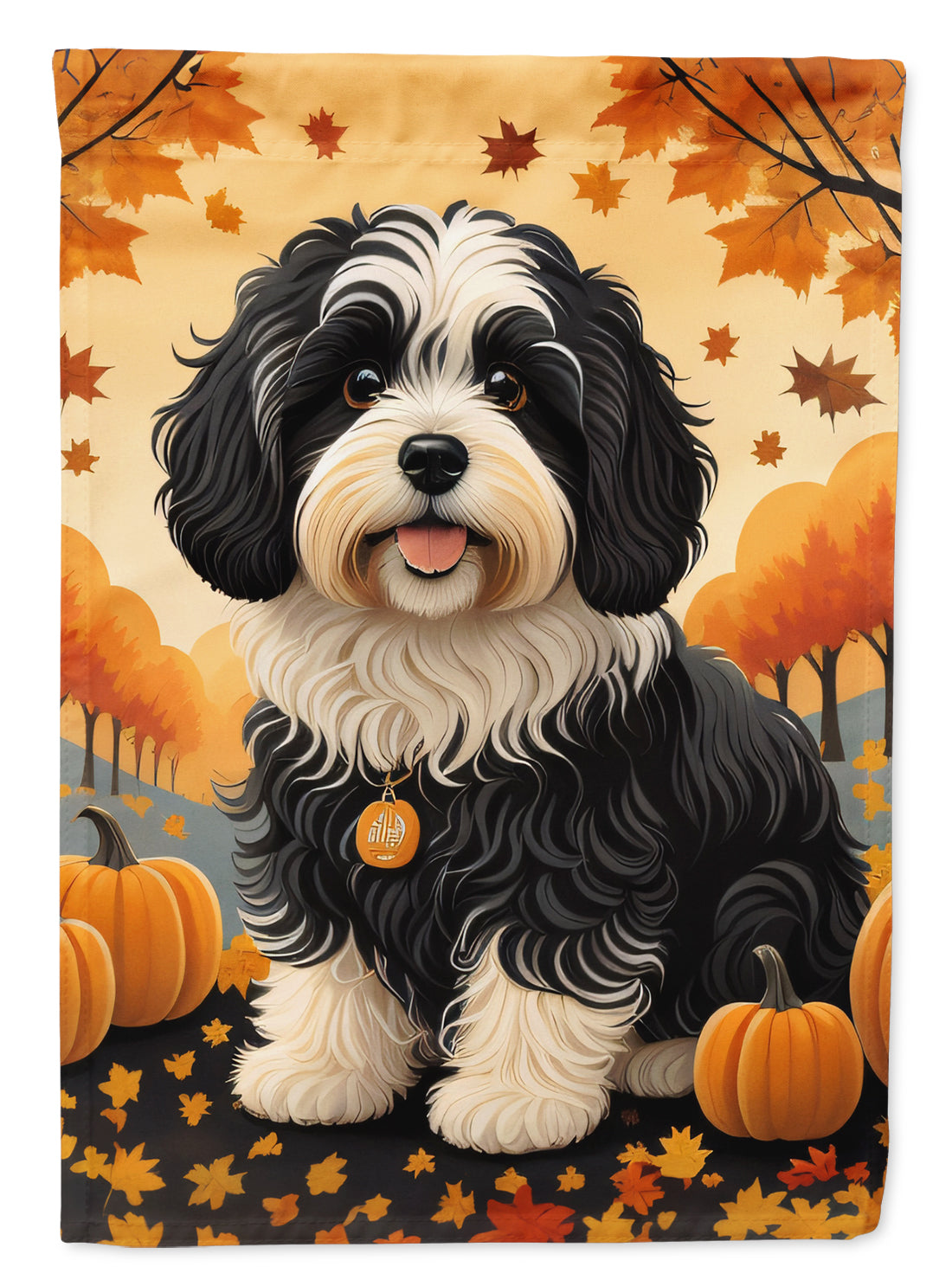 Havanese Fall House Flag 28x40 Porch Sleeve Pole Decorative Outside Yard Banner Artwork Wall Hanging, Polyester