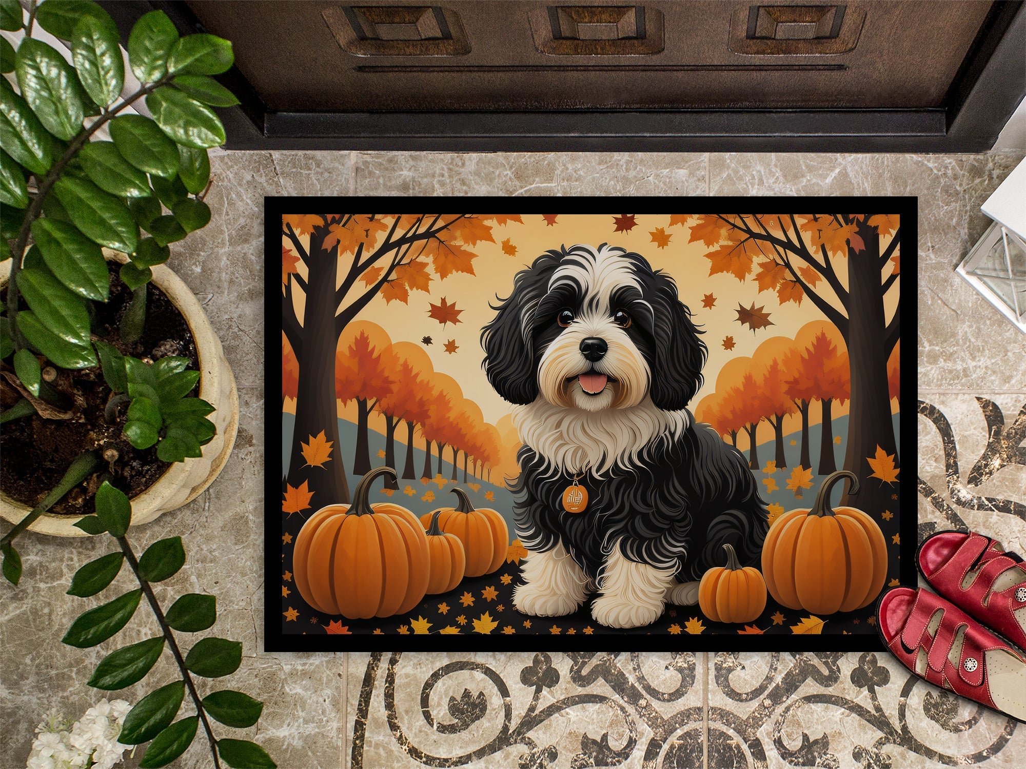 Havanese Fall Doormat Indoor Outdoor 24H X 36W Front Door Mat Rugs for Entryway, Non Slip Washable Low Pile,