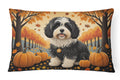 Havanese Fall Decorative Throw Pillow 12x16 Indoor Outdoor Accent Cushion, Fabric Cover with Insert for Sofa, Bed, Porch & Living Room