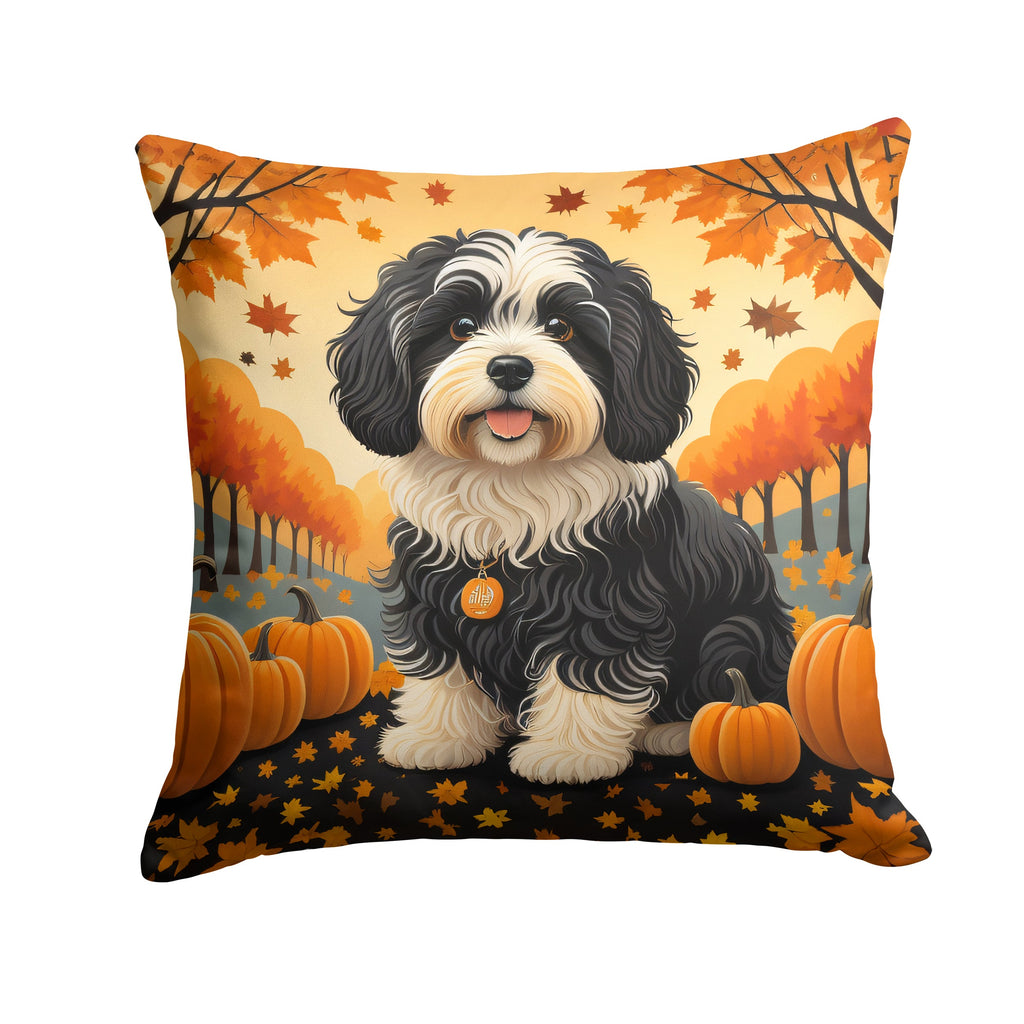 Havanese Fall Decorative Throw Pillow 14x14 Indoor Outdoor Accent Cushion, Fabric Cover with Insert for Sofa, Bed, Porch & Living Room