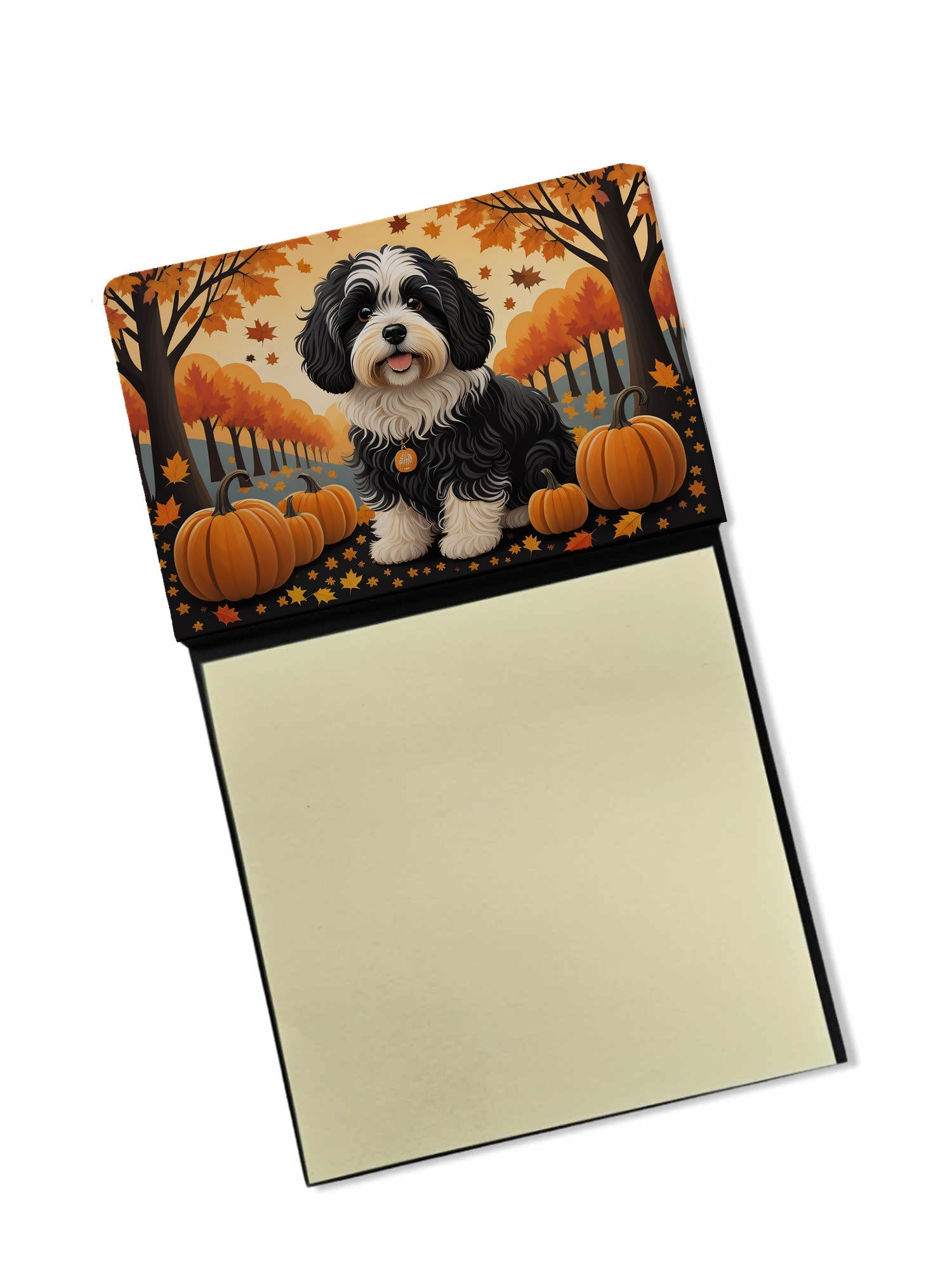 Havanese Fall Watercolor Sticky Note Holder Refillable Dispenser Desk Accessory 3x3 Pad Gift