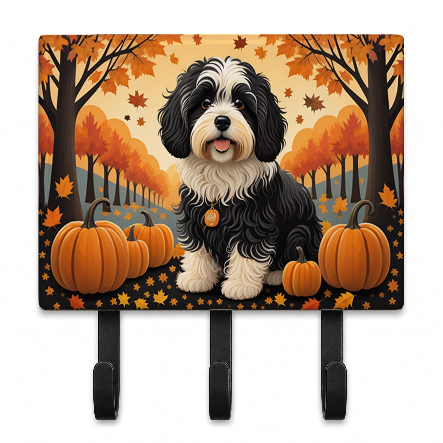Havanese Fall Leash or Key Holder Wall Hooks, Coat Rack Wall Mount, for Hanging Keys, Towels, Aprons, Leashes