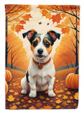 Jack Russell Terrier Fall House Flag 28x40 Porch Sleeve Pole Decorative Outside Yard Banner Artwork Wall Hanging, Polyester