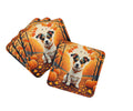 Jack Russell Terrier Fall Foam Coasters Set of 4 Cup Coasters for Indoor Outdoor, Tabletop Protection, Anti Slip, Mouse pad Material