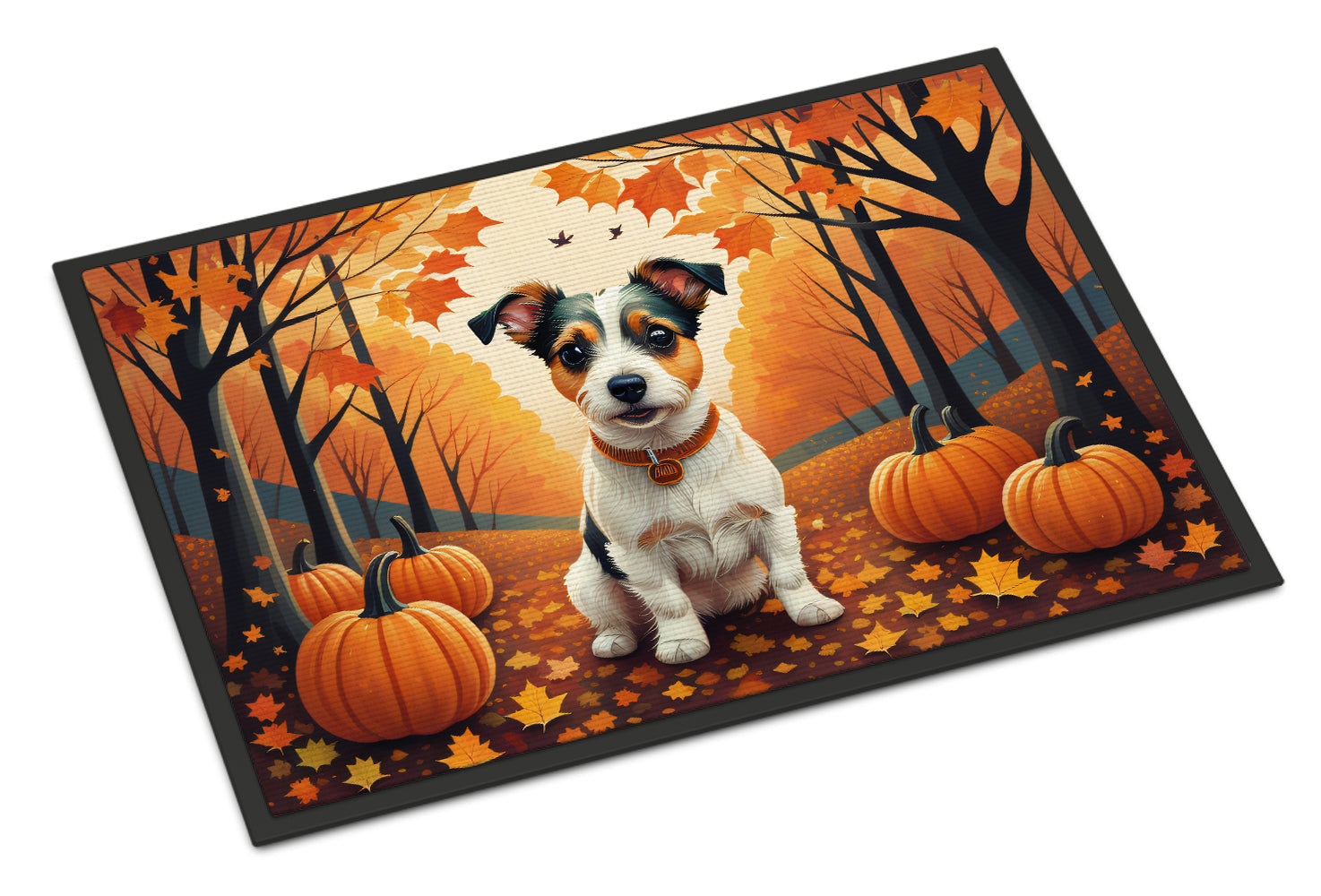 Jack Russell Terrier Fall Doormat Indoor Outdoor 18H X 27W Front Door Mat Rugs for Entryway, Non Slip Washable