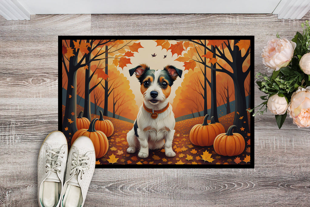Jack Russell Terrier Fall Doormat Indoor Outdoor 18H X 27W Front Door Mat Rugs for Entryway, Non Slip Washable