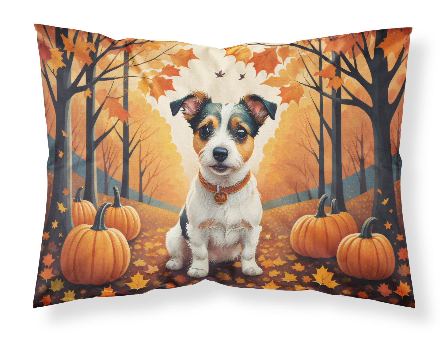 Jack Russell Terrier Fall Standard Pillowcase Lightweight Super Soft Easy Care Decorative Artwork Pillowcase, Standard