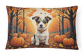 Jack Russell Terrier Fall Decorative Throw Pillow 12x16 Indoor Outdoor Accent Cushion, Fabric Cover with Insert for Sofa, Bed, Porch & Living Room