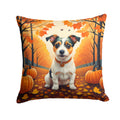 Jack Russell Terrier Fall Decorative Throw Pillow 18x18 Indoor Outdoor Accent Cushion, Fabric Cover with Insert for Sofa, Bed, Porch & Living Room