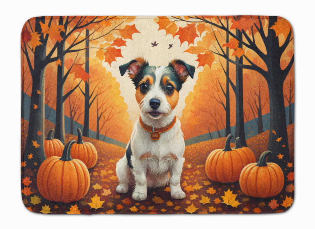 Jack Russell Terrier Fall Memory Foam Kitchen Mat Machine Washable Anti-Fatigue Cushion Comfort Bath or Kitchen Rug