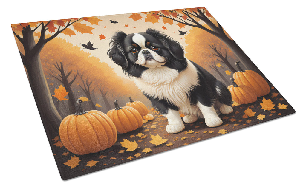 Japanese Chin Fall Cutting Board Tempered Glass Kitchen Cutting Surface, Heat Resistant Chopping, Non-Slip Feet, Food Prep & Serving