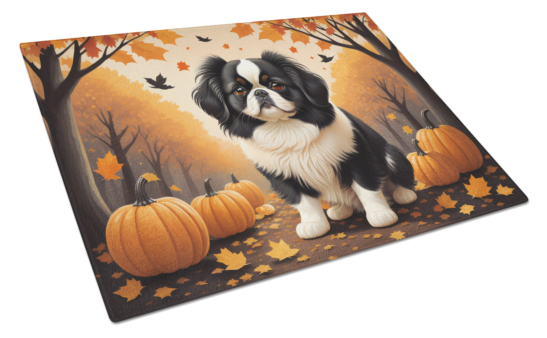 Japanese Chin Fall Cutting Board Tempered Glass Kitchen Cutting Surface, Heat Resistant Chopping, Non-Slip Feet, Food Prep & Serving