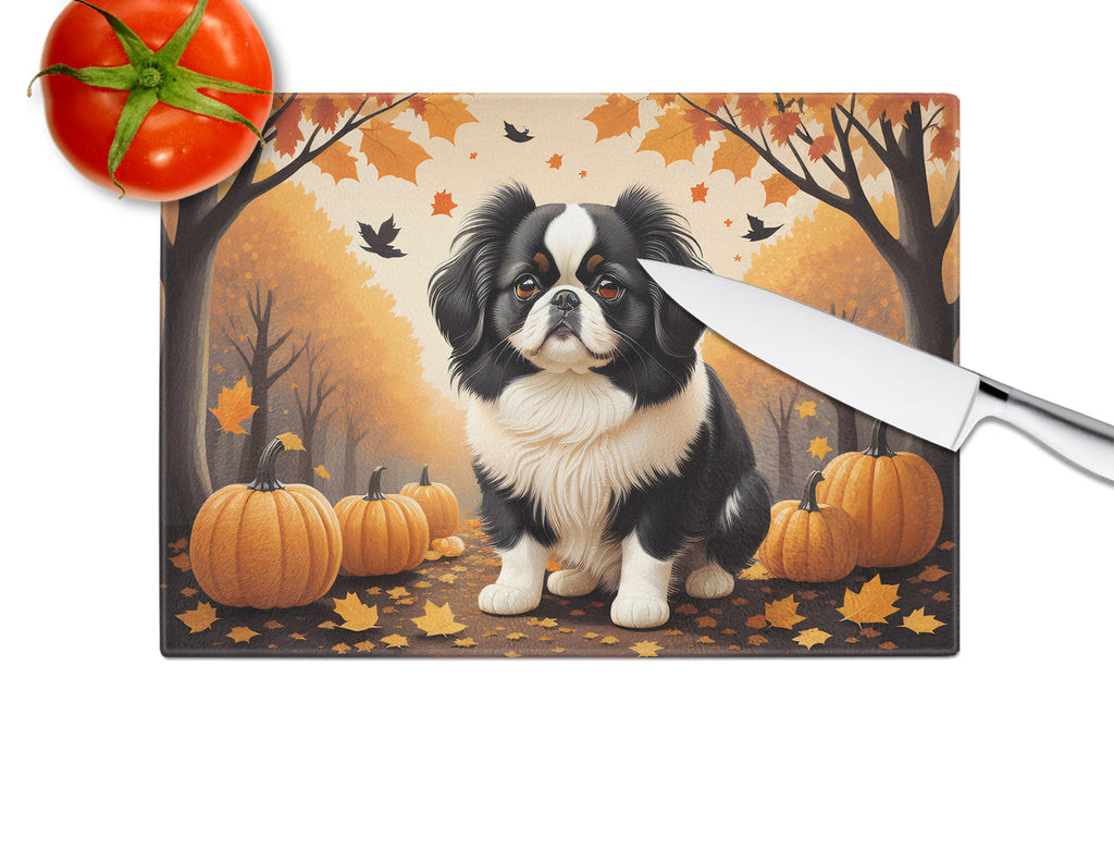 Japanese Chin Fall Cutting Board Tempered Glass Kitchen Cutting Surface, Heat Resistant Chopping, Non-Slip Feet, Food Prep & Serving