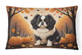 Japanese Chin Fall Decorative Throw Pillow 12x16 Indoor Outdoor Accent Cushion, Fabric Cover with Insert for Sofa, Bed, Porch & Living Room
