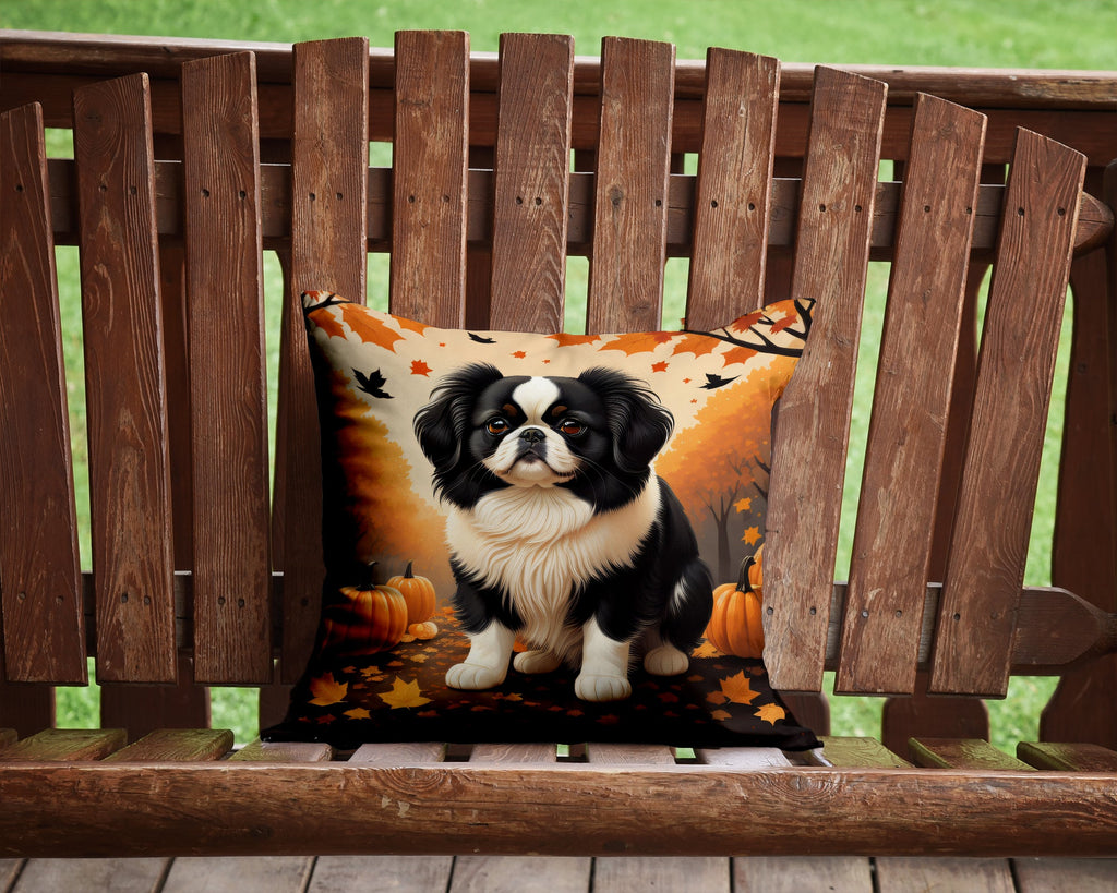 Japanese Chin Fall Decorative Throw Pillow 14x14 Indoor Outdoor Accent Cushion, Fabric Cover with Insert for Sofa, Bed, Porch & Living Room