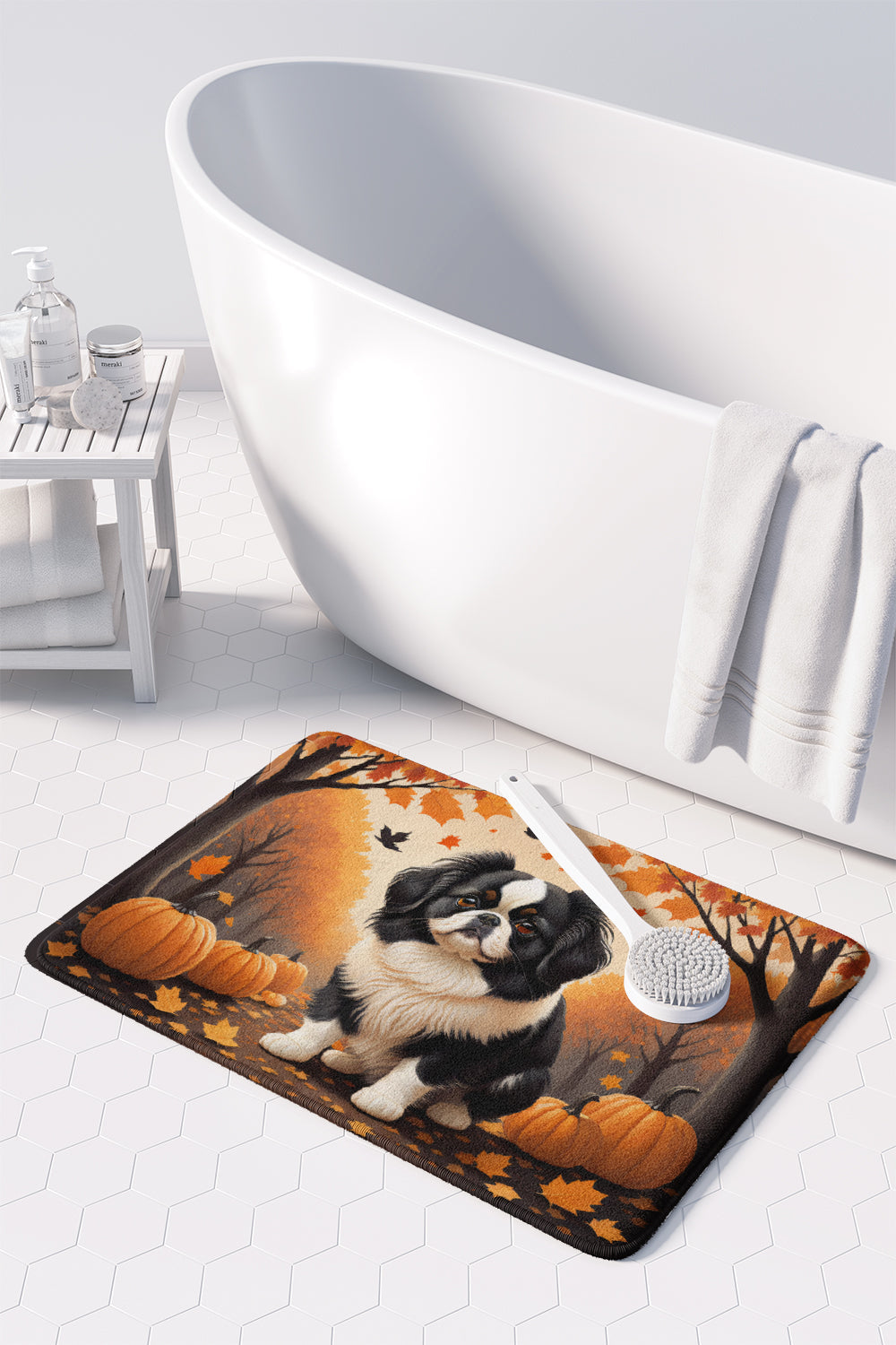 Japanese Chin Fall Memory Foam Kitchen Mat Machine Washable Anti-Fatigue Cushion Comfort Bath or Kitchen Rug