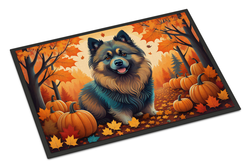 Keeshond Fall Doormat Indoor Outdoor 24H X 36W Front Door Mat Rugs for Entryway, Non Slip Washable Low Pile,
