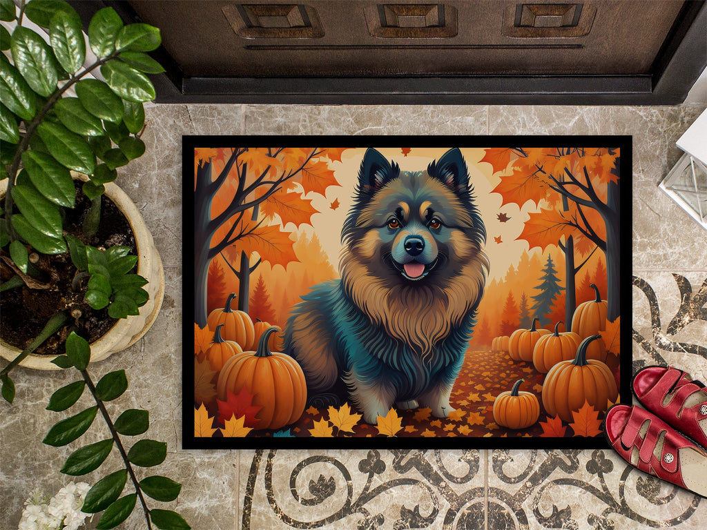 Keeshond Fall Doormat Indoor Outdoor 24H X 36W Front Door Mat Rugs for Entryway, Non Slip Washable Low Pile,