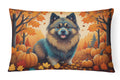 Keeshond Fall Decorative Throw Pillow 12x16 Indoor Outdoor Accent Cushion, Fabric Cover with Insert for Sofa, Bed, Porch & Living Room