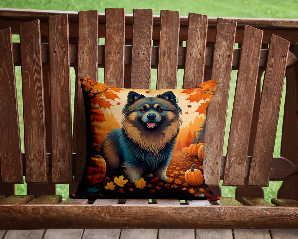 Keeshond Fall Decorative Throw Pillow 14x14 Indoor Outdoor Accent Cushion, Fabric Cover with Insert for Sofa, Bed, Porch & Living Room