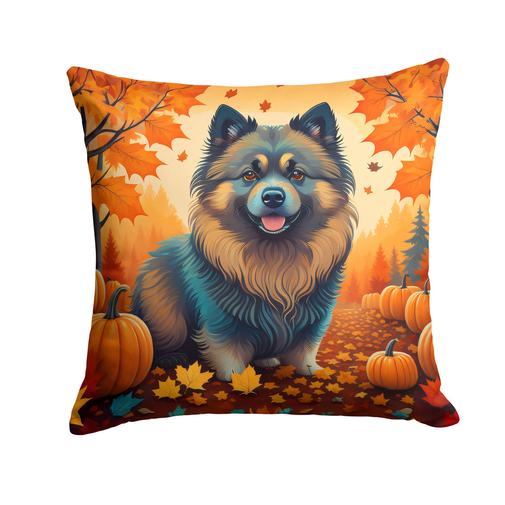Keeshond Fall Decorative Throw Pillow 18x18 Indoor Outdoor Accent Cushion, Fabric Cover with Insert for Sofa, Bed, Porch & Living Room