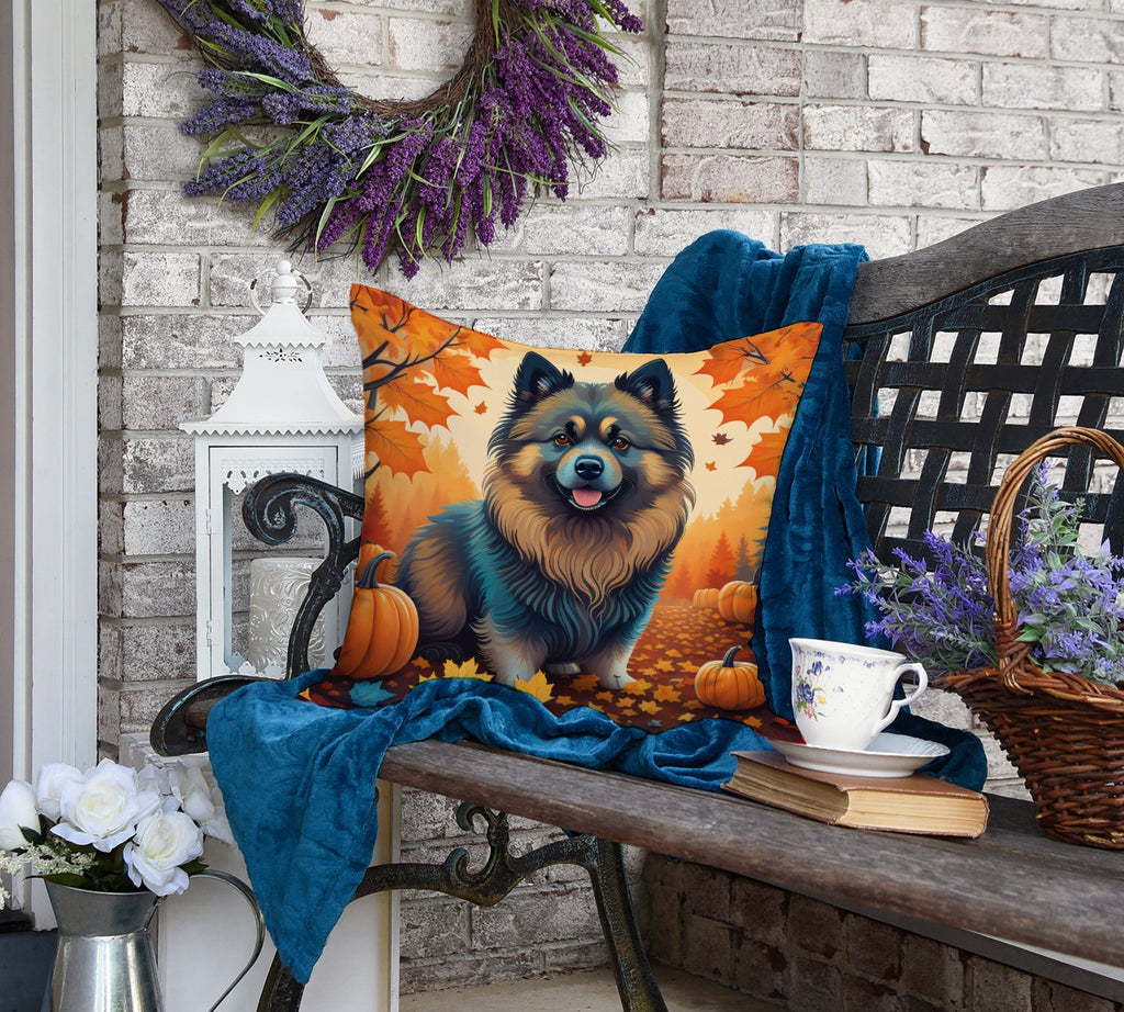 Keeshond Fall Decorative Throw Pillow 18x18 Indoor Outdoor Accent Cushion, Fabric Cover with Insert for Sofa, Bed, Porch & Living Room