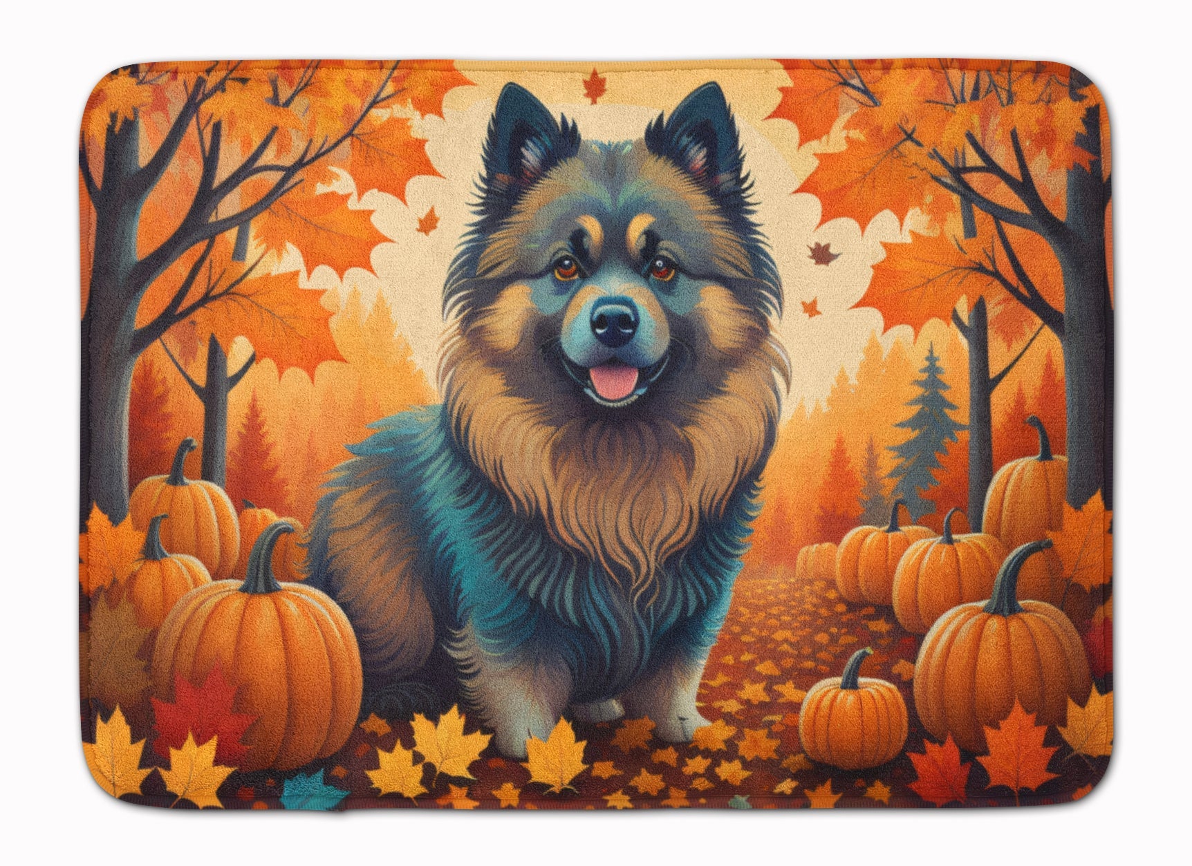Keeshond Fall Memory Foam Kitchen Mat Machine Washable Anti-Fatigue Cushion Comfort Bath or Kitchen Rug