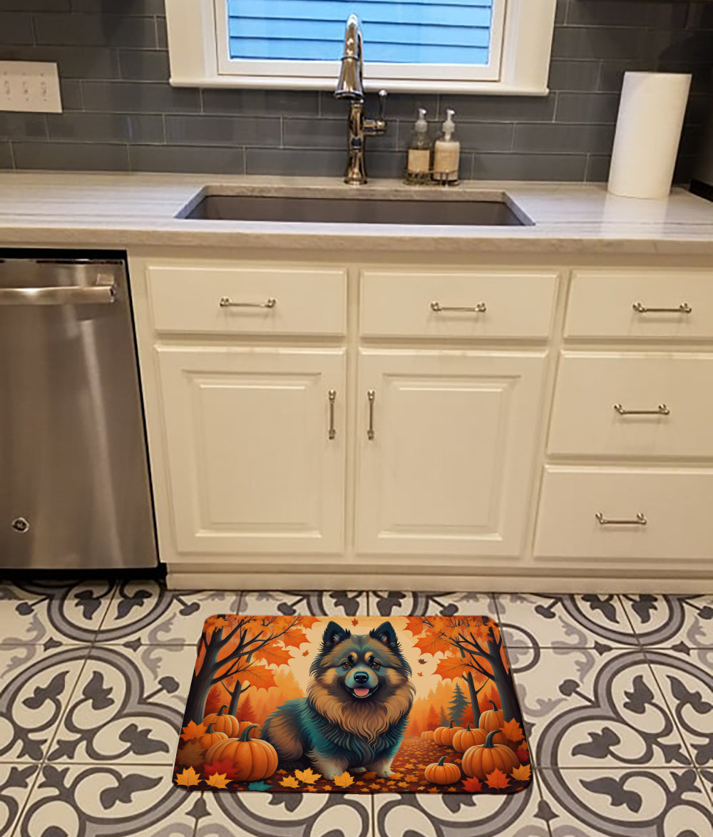 Keeshond Fall Memory Foam Kitchen Mat Machine Washable Anti-Fatigue Cushion Comfort Bath or Kitchen Rug