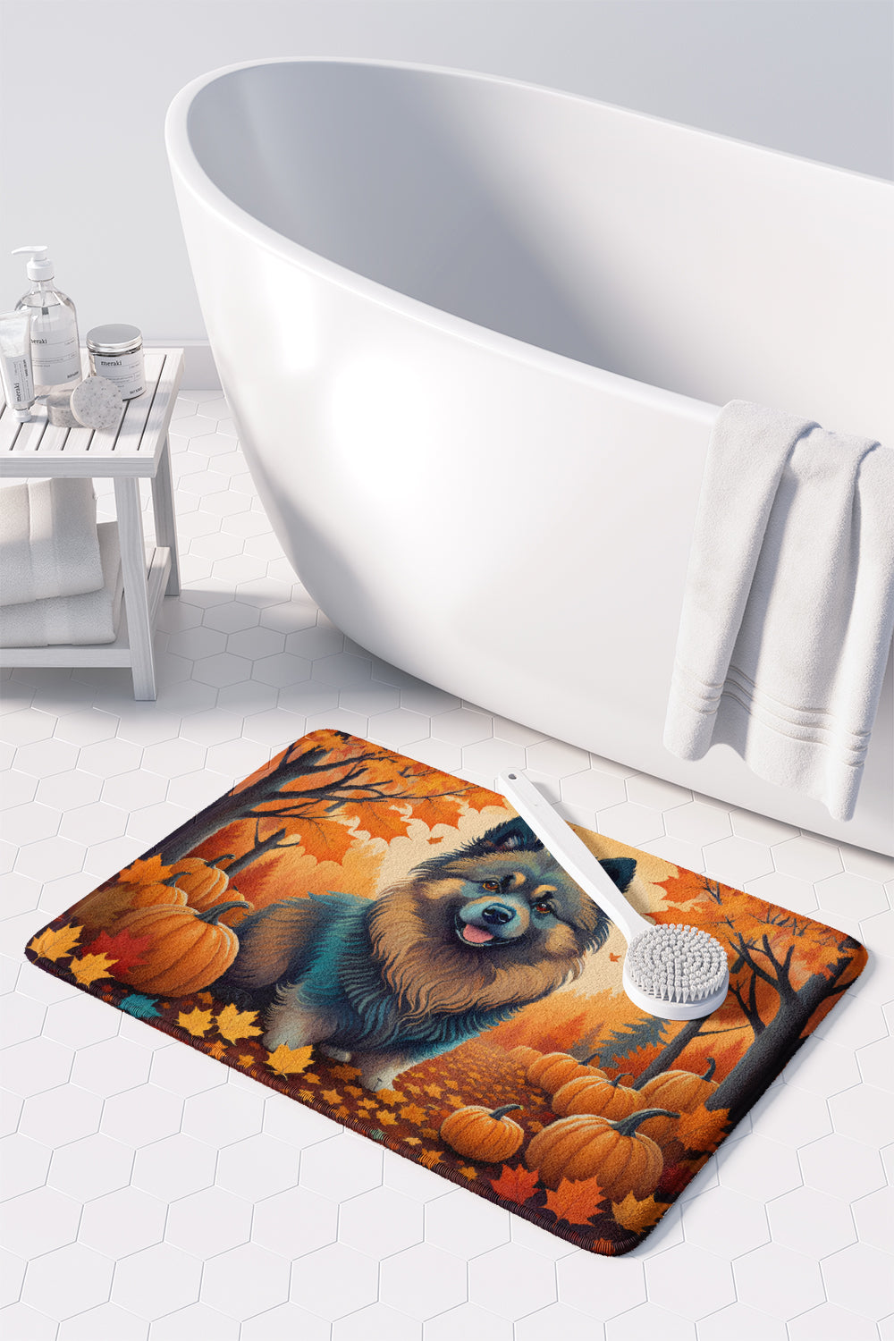 Keeshond Fall Memory Foam Kitchen Mat Machine Washable Anti-Fatigue Cushion Comfort Bath or Kitchen Rug