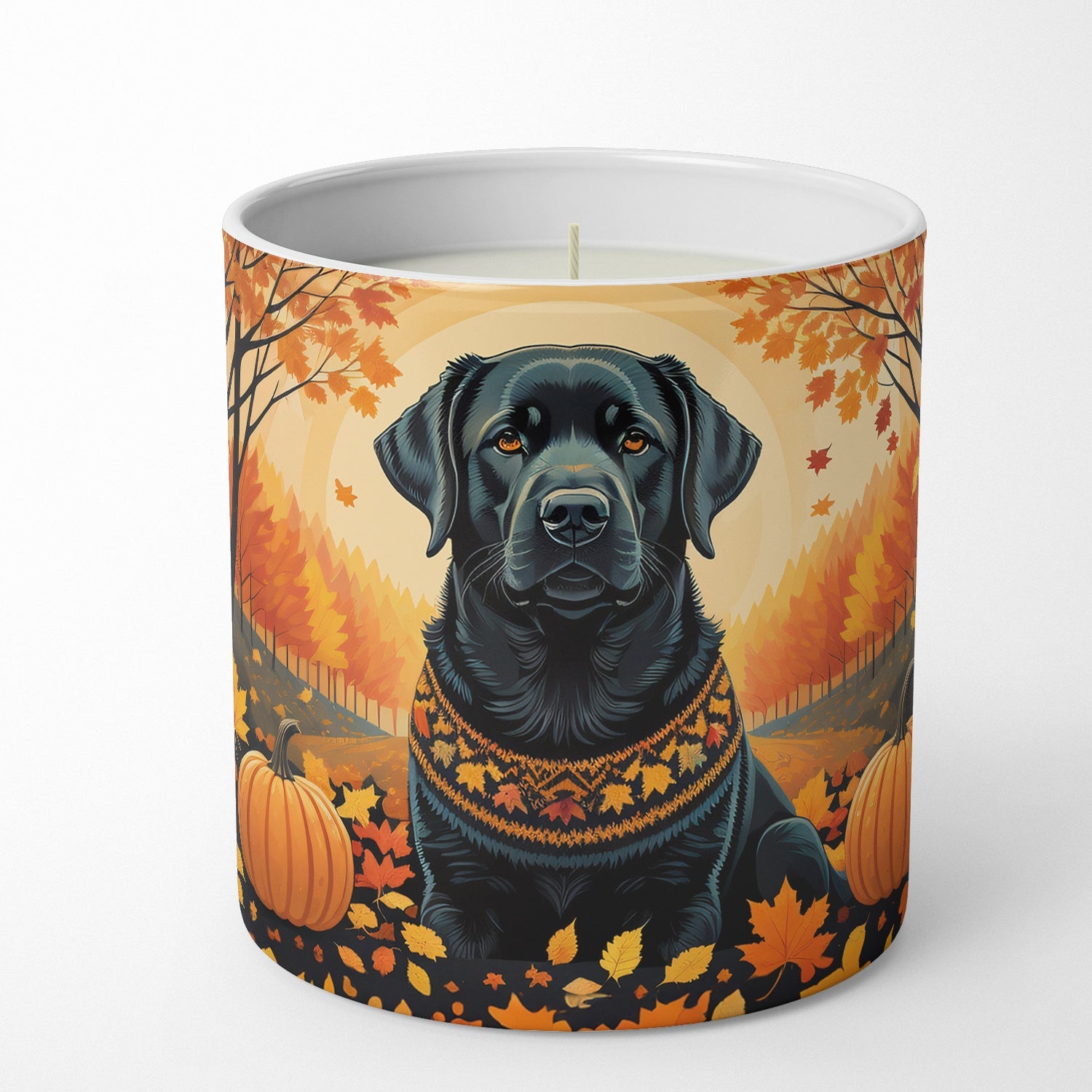 Black Labrador Retriever Fall Decorative Soy Candle Nature Soy Wax Essential Oil Home Decor Ideal for Bedroom Kitchen Bath Office Gift, 10 oz