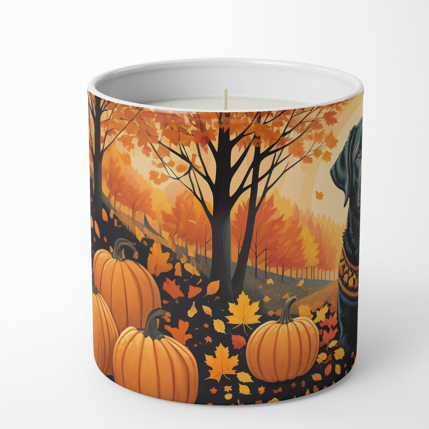 Black Labrador Retriever Fall Decorative Soy Candle Nature Soy Wax Essential Oil Home Decor Ideal for Bedroom Kitchen Bath Office Gift, 10 oz