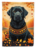 Black Labrador Retriever Fall House Flag 28x40 Porch Sleeve Pole Decorative Outside Yard Banner Artwork Wall Hanging, Polyester