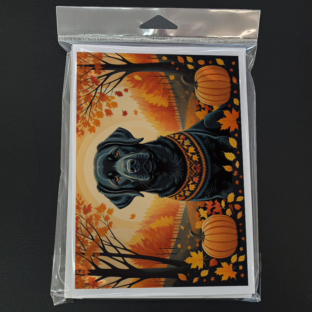 Black Labrador Retriever Fall Greeting Cards Pack of 8 Blank Cards with Envelopes Whimsical A7 Size 5x7