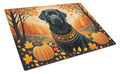 Black Labrador Retriever Fall Cutting Board Tempered Glass Kitchen Cutting Surface, Heat Resistant Chopping, Non-Slip Feet, Food Prep & Serving