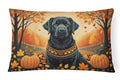 Black Labrador Retriever Fall Decorative Throw Pillow 12x16 Indoor Outdoor Accent Cushion, Fabric Cover with Insert for Sofa, Bed, Porch & Living Room