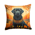 Black Labrador Retriever Fall Decorative Throw Pillow 18x18 Indoor Outdoor Accent Cushion, Fabric Cover with Insert for Sofa, Bed, Porch & Living Room